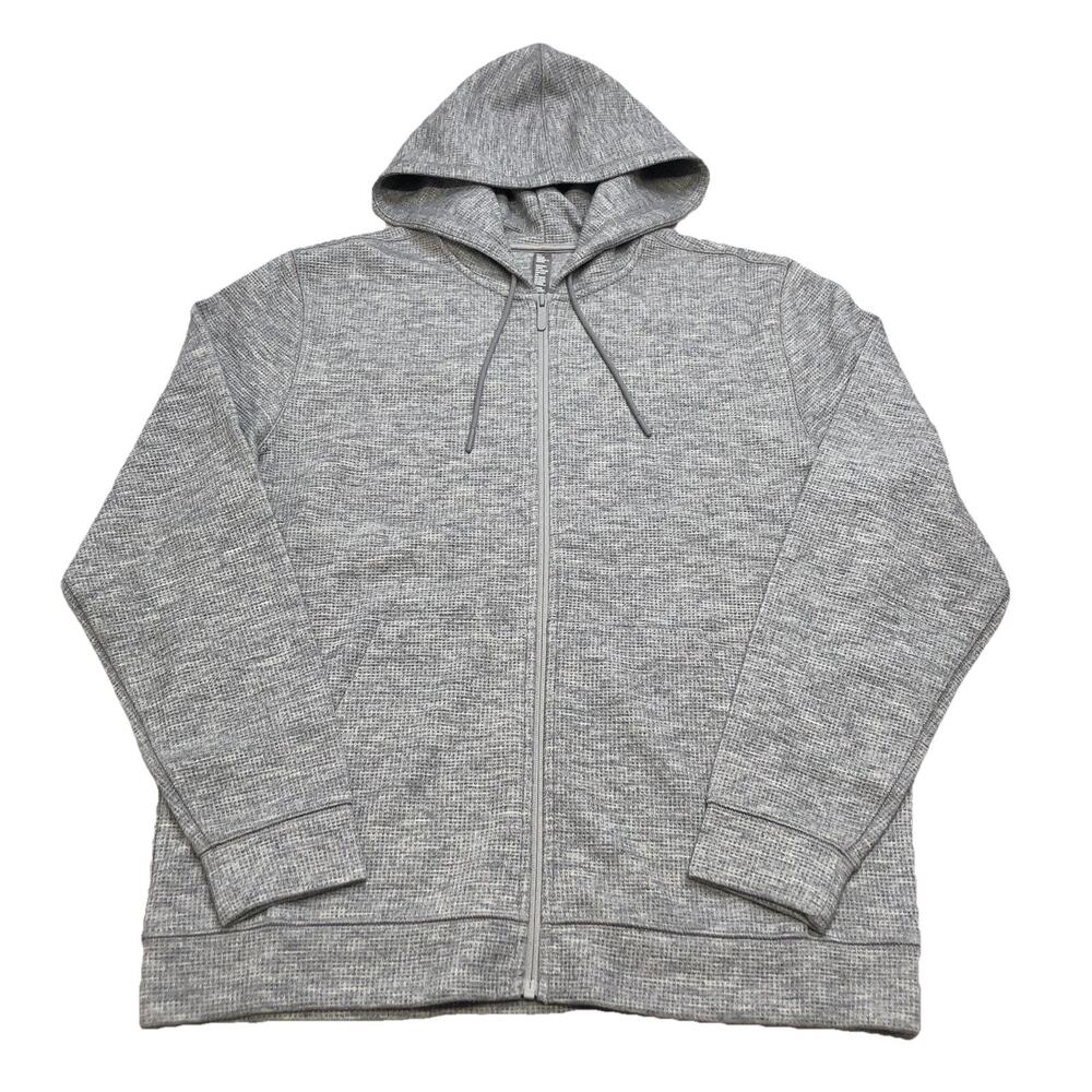 Zella Men’s Hoodie Full Zip Long Sleeve Heather Gray Size Medium Waffle Knit
